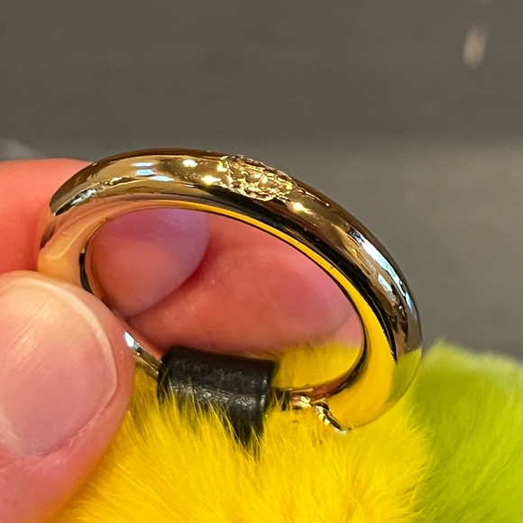 Faux Mink Fur Yellow Pear Smiley Face Keychain Bag Charm - Picture 7 of 9